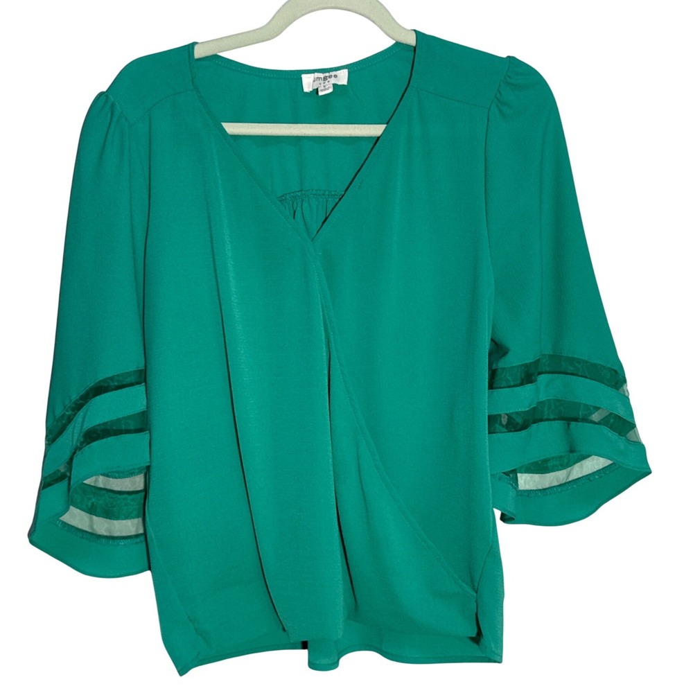 Umgee (Green) Bell Sleeve Blouse Womens Small